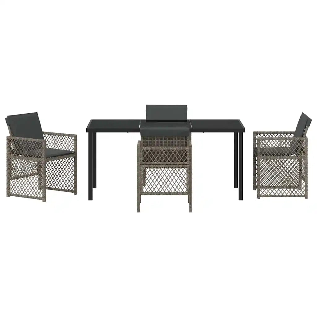 Set da Pranzo per Giardino 5 pcs Grigio polyrattan 3380627