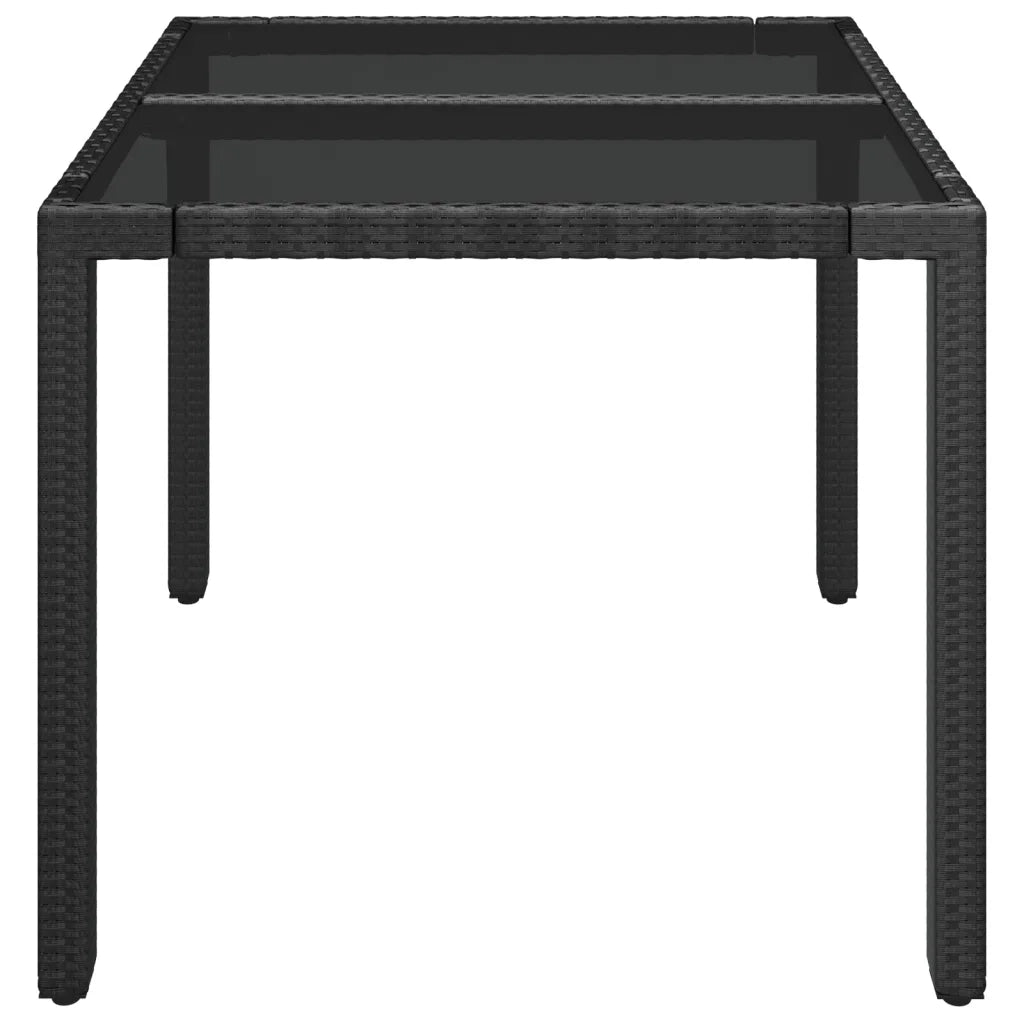 Tavolo da Giardino Piano in Vetro Nero 90x90x75 cm Polyrattan cod mxl 34363