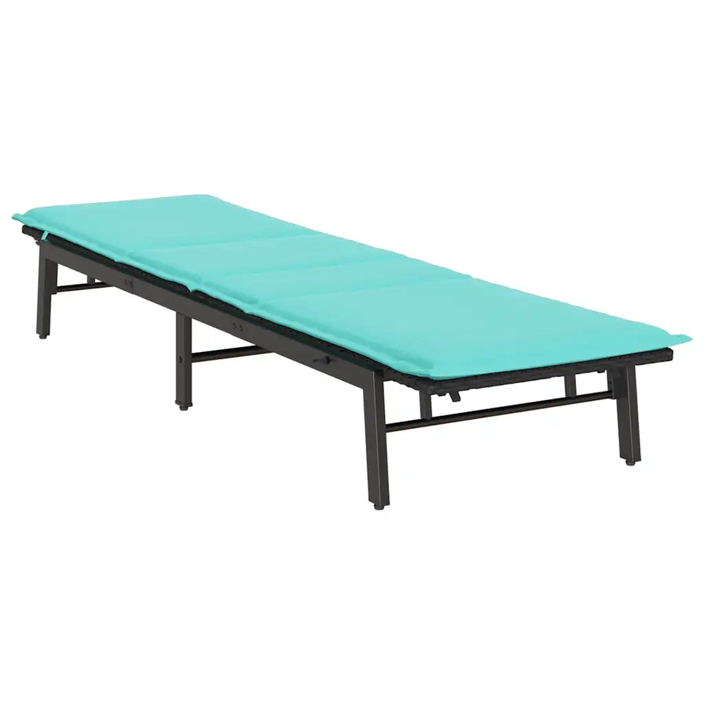 Lettino Prendisole con Cuscino Nero in Polyrattan 4104087
