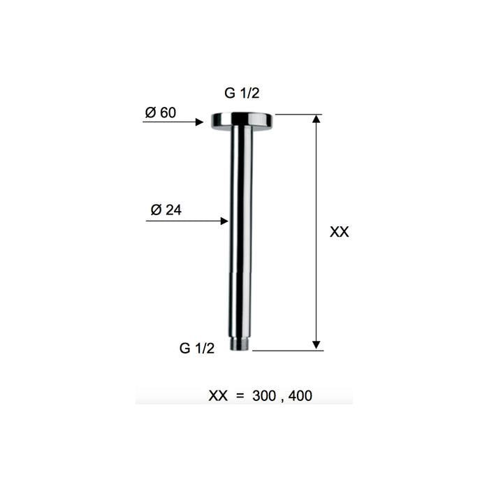 Braccio doccia da soffitto 30 cm