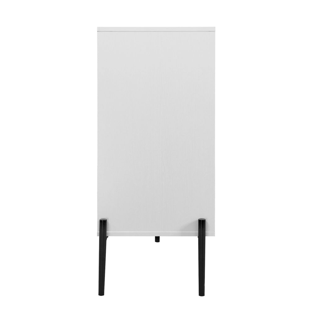 Credenza con 2 ante in vetro scanalato e 3 cassetti, mobile per ingresso e cucina, bianco 155 × 40 × 91,5 cm