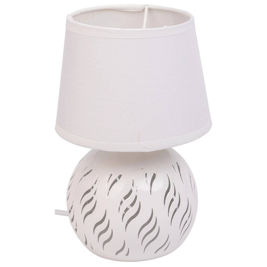 Lampada da tavolo in metallo bianco 14x14x21h