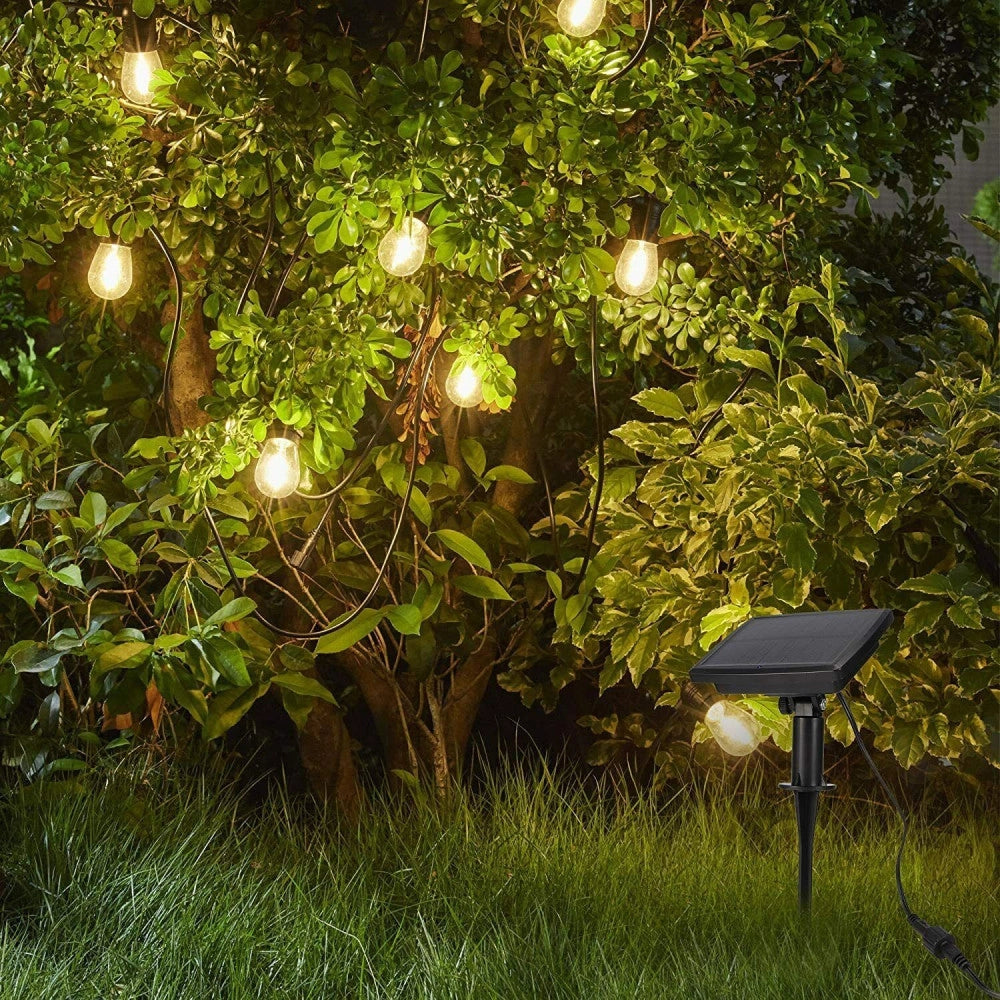 Trade Shop - Catena Luminosa A Led Energia Pannello Solare Con 10 Lampadine Luce Calda 4,5 Mt -