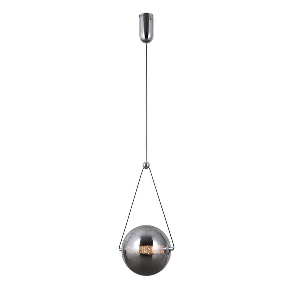 Lampada a sospensione Italux Rastia cromo vetro fumé LED 9W