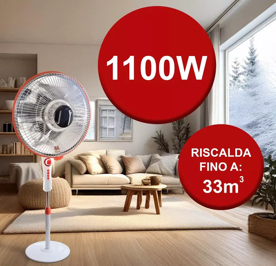 Stufa al carbonio a piantana 1100W incandescenza Timer risparmio energetico 220V