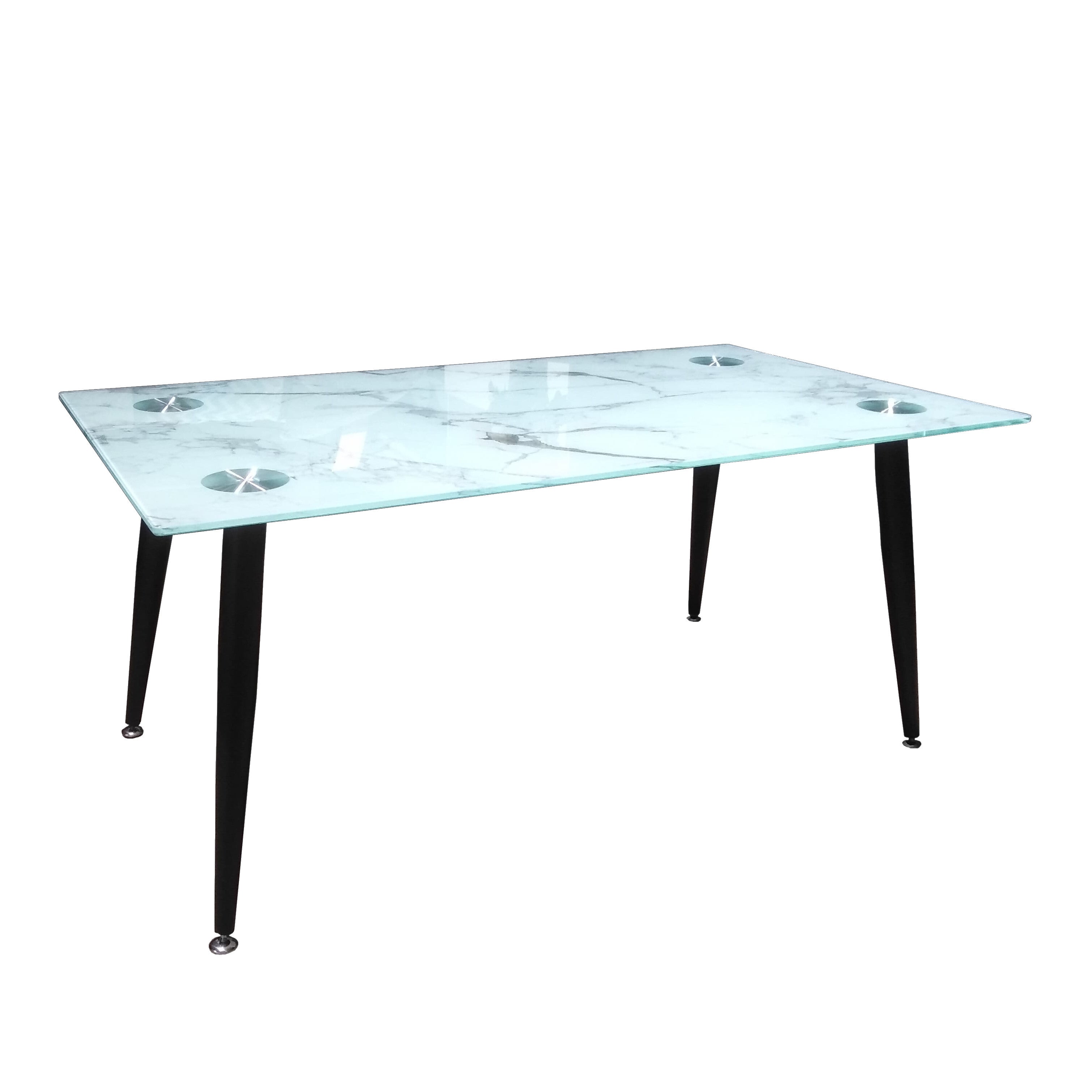 TAVOLO BASSO 100X55XH45CM VETRO MARMO BIANCO