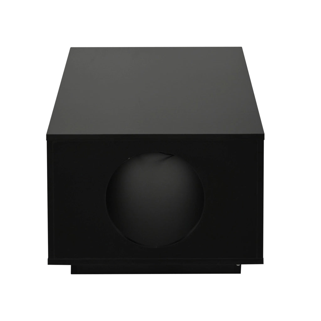 Tavolino lucido, illuminazione a LED, 100 x 50 x 35 cm, in MDF, con design traforato, nero