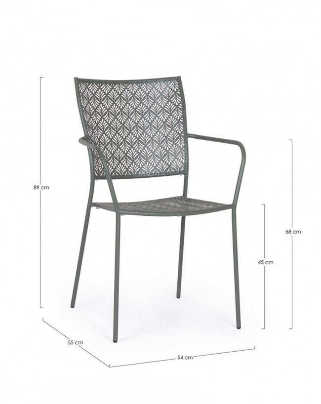 Sedia da Giardino 54x55x89h cm con Braccioli Lizette Dark Olive