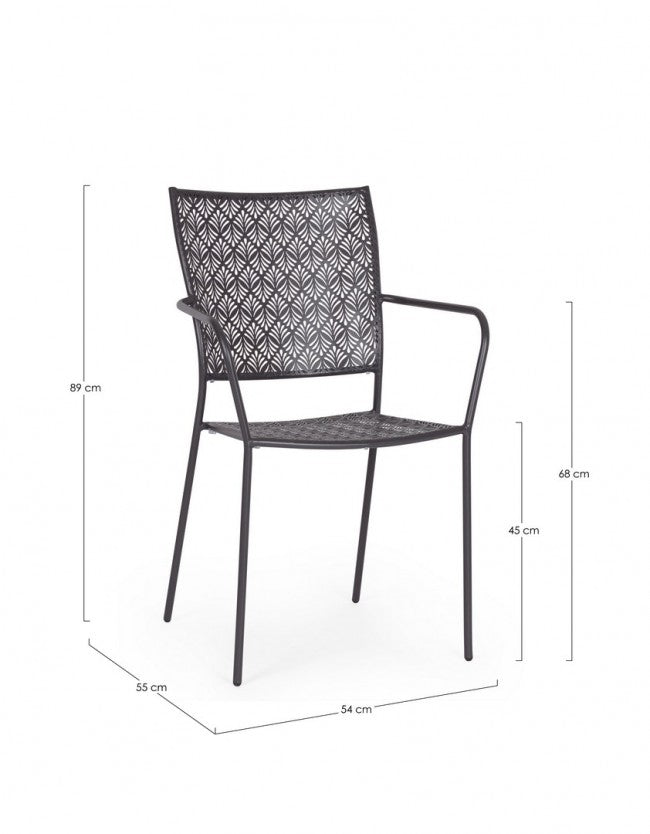 Sedia da Giardino 54x55x89h cm con Braccioli Lizette Antracite