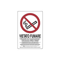 Cartello plastica "Vietato fumare, legge del..." - 300 x 200 mm.