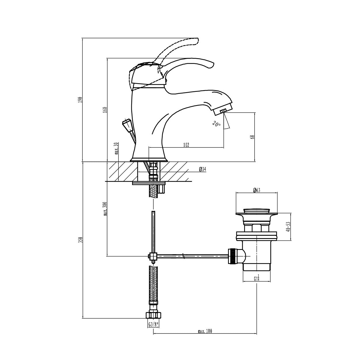 MISCELATORE LAVABO DISTRI VECCHIO OTTONE