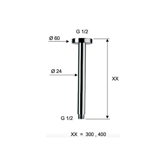 Braccio doccia da soffitto 40 cm