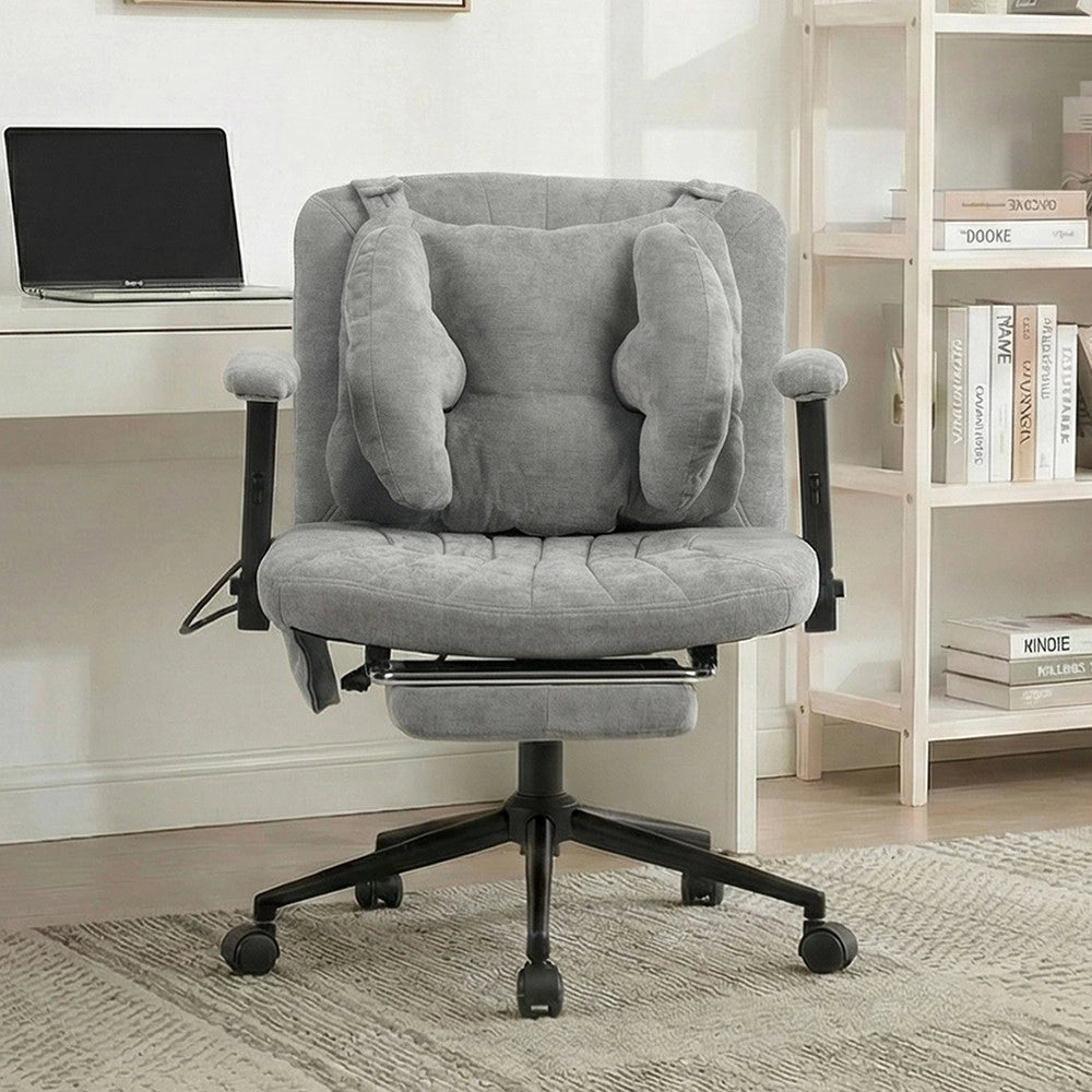 Poltrona da Ufficio Girevole con Poggiapiedi ¨C MINIMAL ¨C Grigio, Braccioli, Regolabile