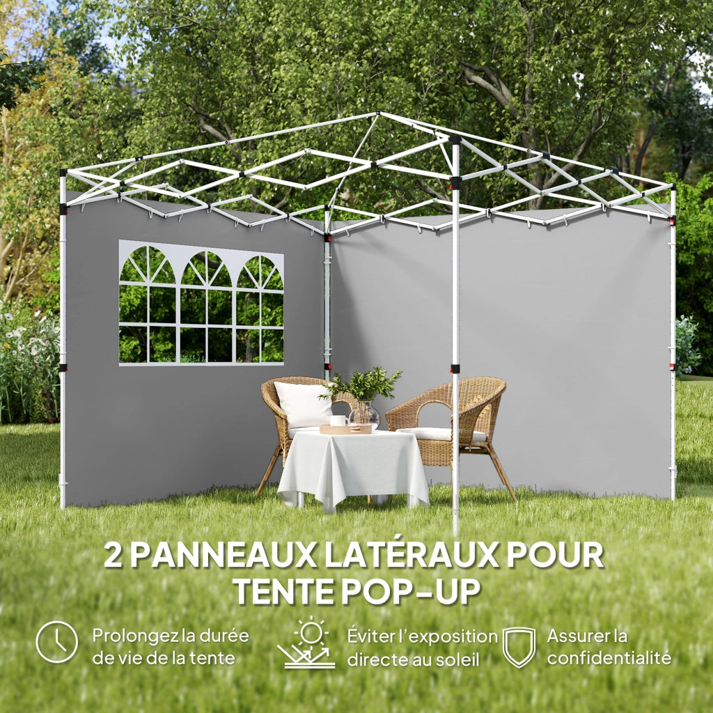 Pannelli laterali per tendone 3x3m con finestra ¨C zephmum ¨C tessuto Oxford grigio chiaro