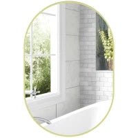 Specchio da Bagno Ovale 60x90 cm, Specchio Decorativo da Parete con Cornice in Alluminio per Soggiorno Orizzontale o Verticale Dorato