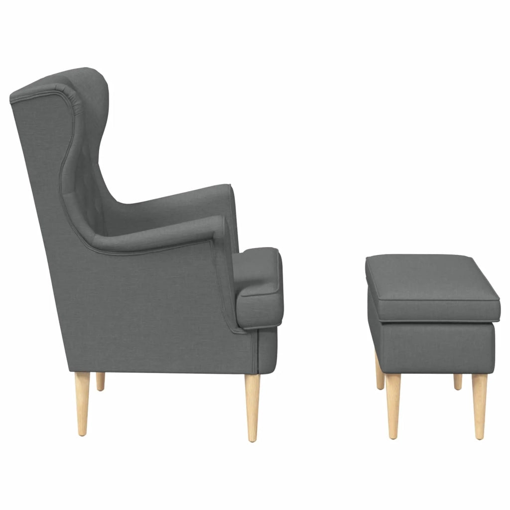 Poltrona con Ottomano 2 pz Grigio Scuro Tessuto 3418807