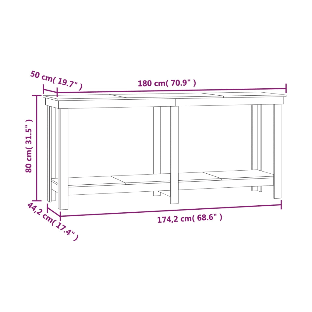 Banco da Lavoro Bianco 180x50x80 cm in Legno Massello di Pino 822512