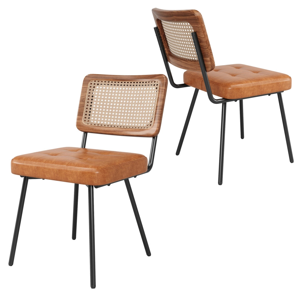 Sedia da pranzo 61x46x79 cm marrone – schienale in rattan, set da 2