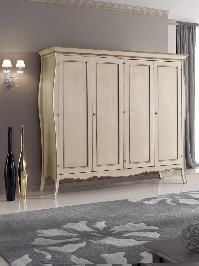 Armadio sagomato 4 porte in legno avorio tortora l.235x p.64 h.212 (688) - Mobili 2G