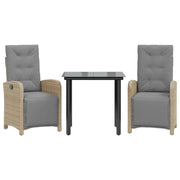 Set da Bistr¨° 3 pz | Set Salotto da Giardino con Cuscini Beige in Polyrattan