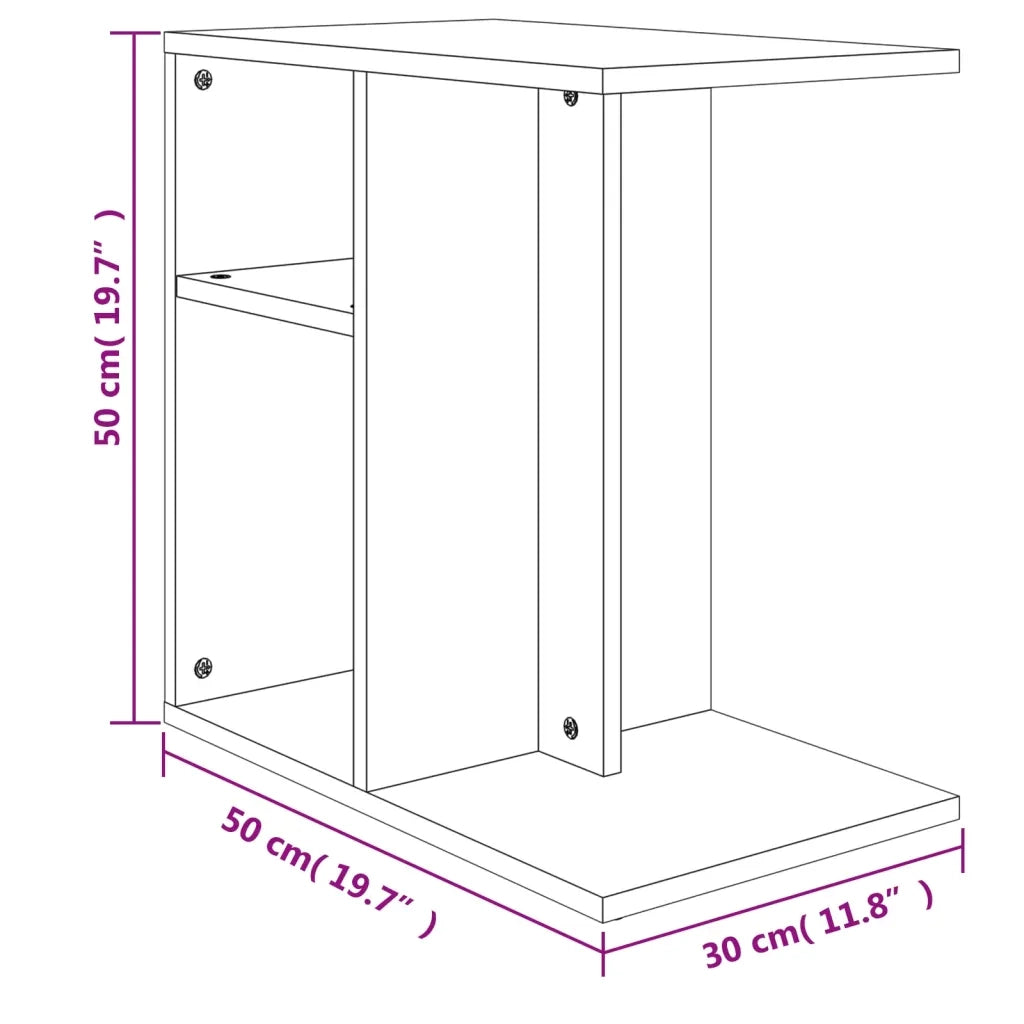 Tavolino Grigio Cemento 50x30x50 cm in Legno Multistrato 803024