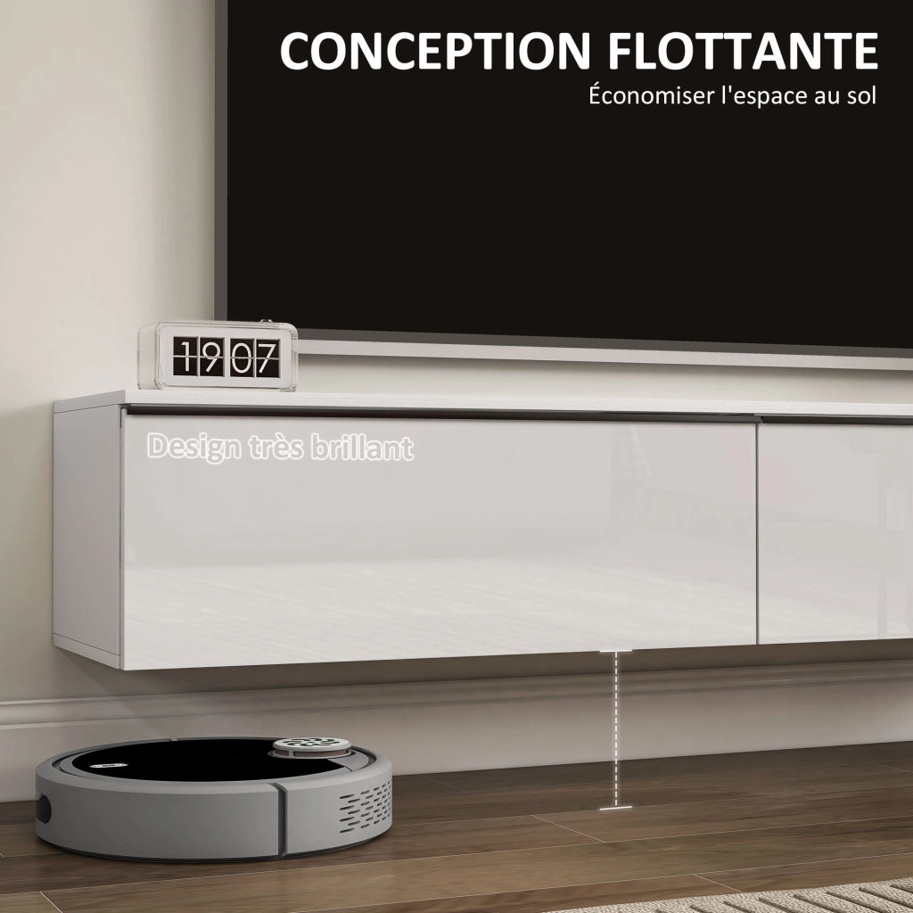 Mobile TV sospeso con ante ¨C zephmum ¨C bianco, effetto lucido, per TV fino a 70 pollici