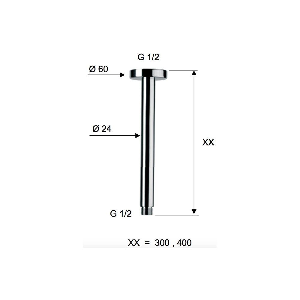 Braccio doccia da soffitto 50 cm