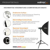Set per studio fotografico 2 luci LED da 35 W, 2 softbox da 90 x 60 cm, 2 stativi per luci max 256 cm, temperatura di colore 5000 K, per fotografia