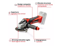 Smerigliatrice Einhell TE-AG 18/115 Li-Solo 18V disco 115mm peso 1.21Kg 8500 RPM