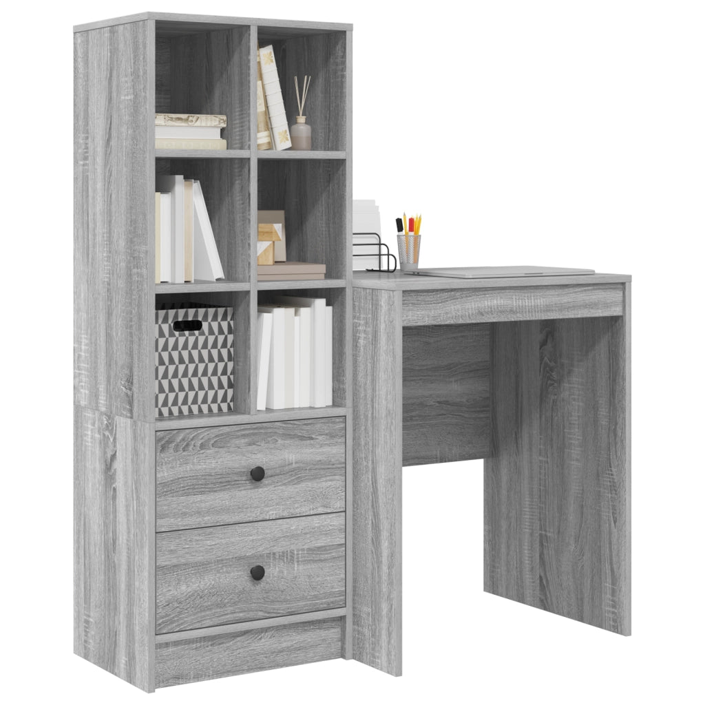 Scrivania con Archivio Grigio Sonoma Legno Ingegnerizzato