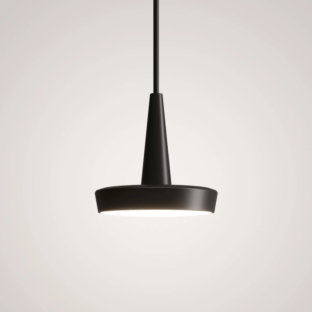 Baby Lampada a sospensione a LED dimmerabile in alluminio verniciato nero, design moderno con diffusore in policarbonato opale, CRI 90, 8.0W 2700K
