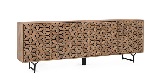 Credenza artigianale in legno di mango con 4 ante 220 cm