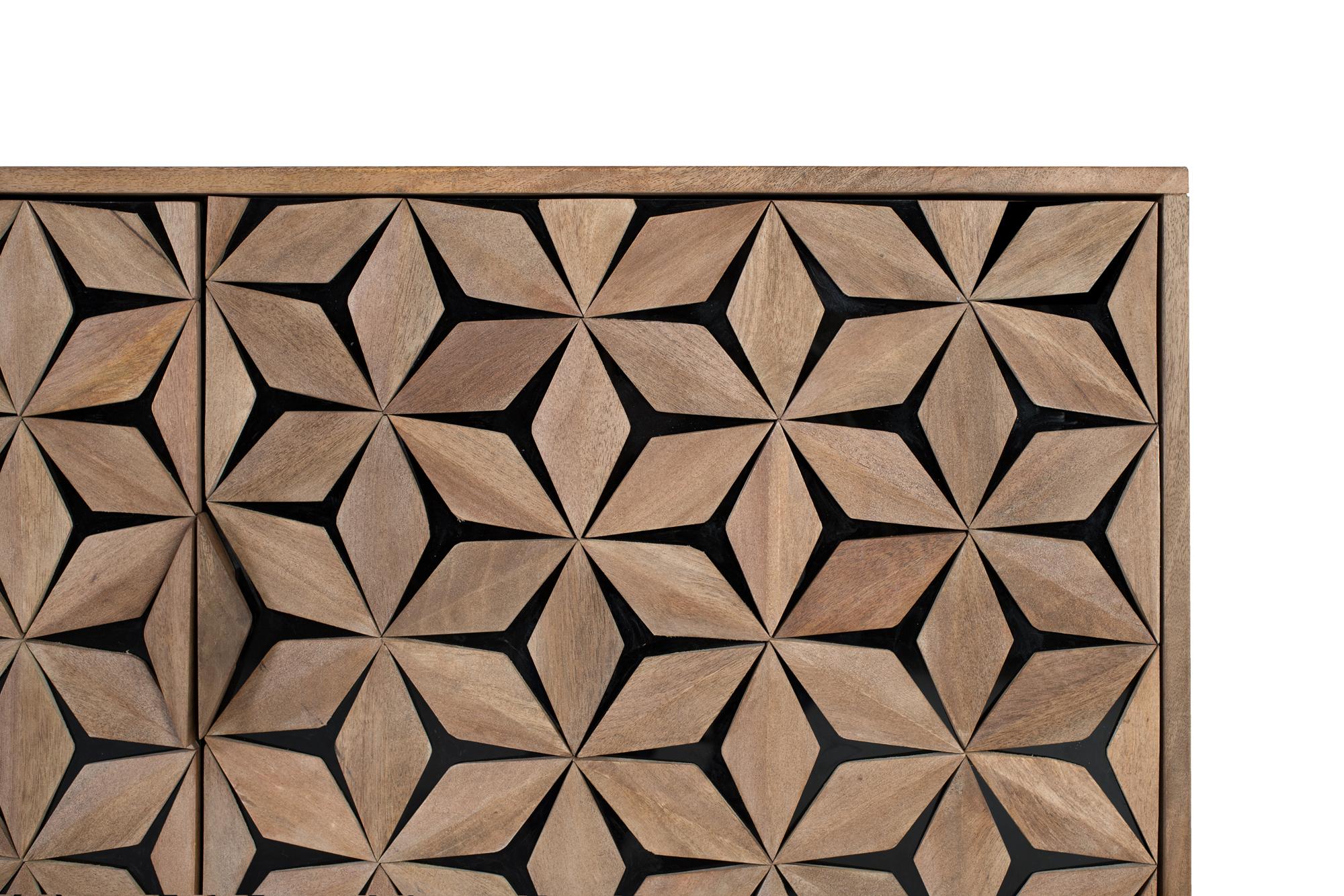 Credenza artigianale in legno di mango con 4 ante 220 cm