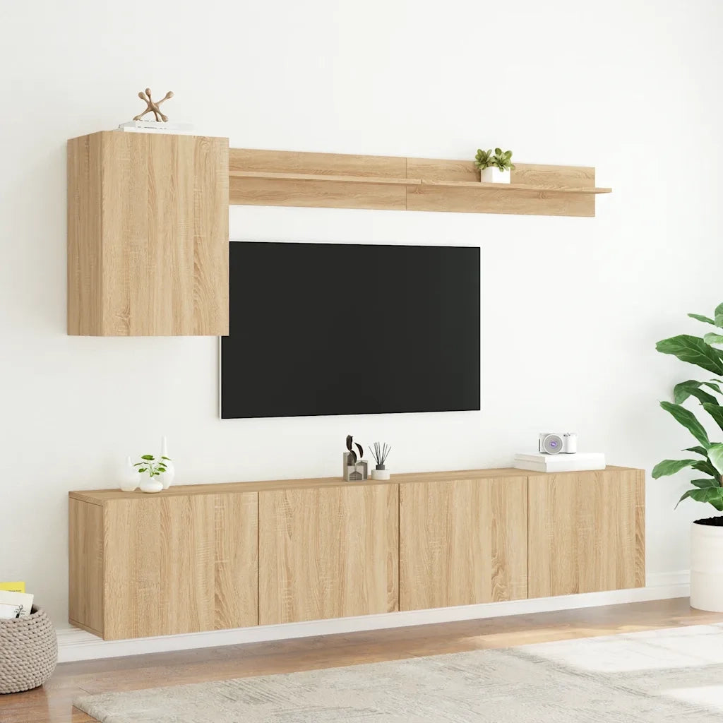 Mobili TV a Muro 5pz Rovere Sonoma in Legno Multistrato 3216498