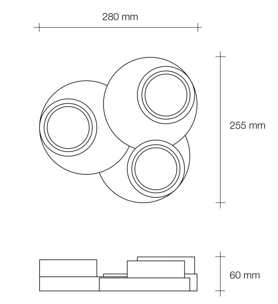 DEMETRA lampada da Soffitto 3 Luci attacco GX53 IN GESSO BIANCA 28x25,5cm