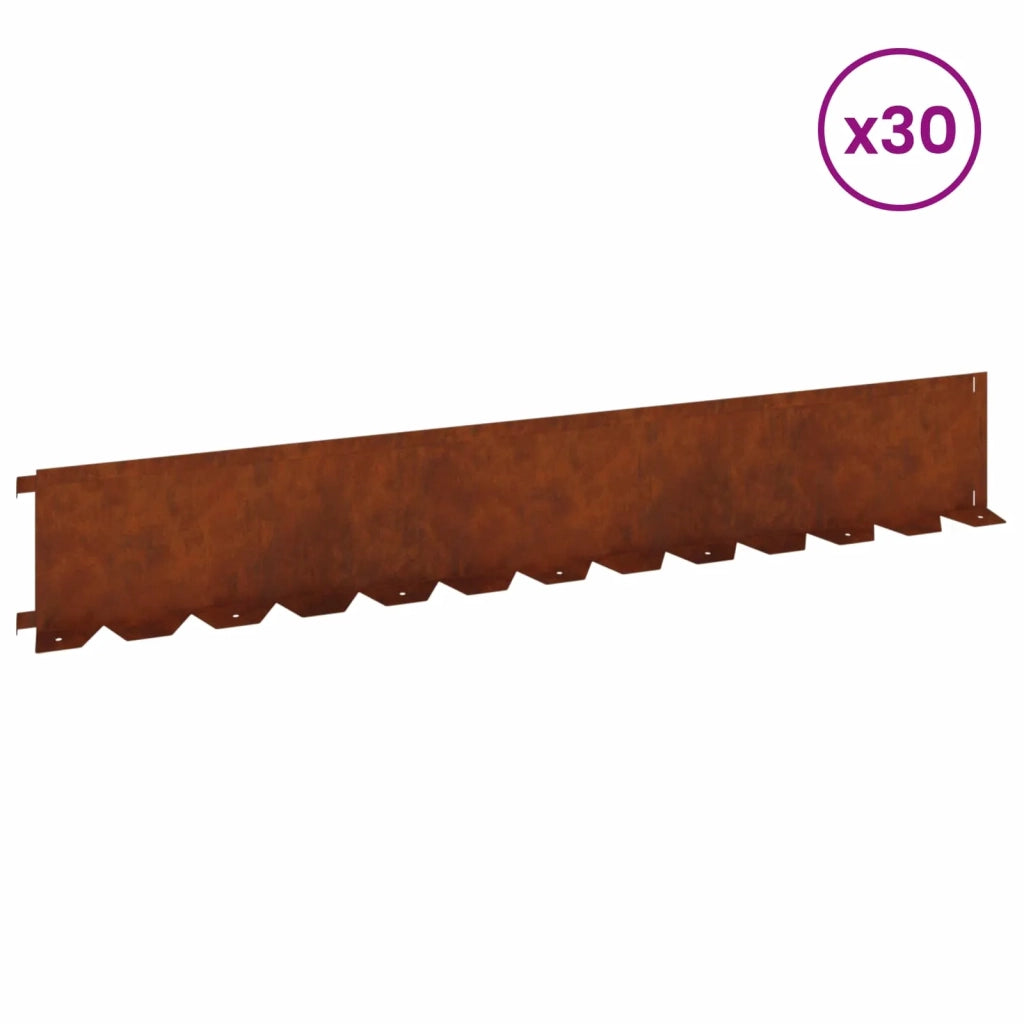 Bordura per Prato 30 pcs 102 x 15 x 4 cm Acciaio Ruggine 8008783