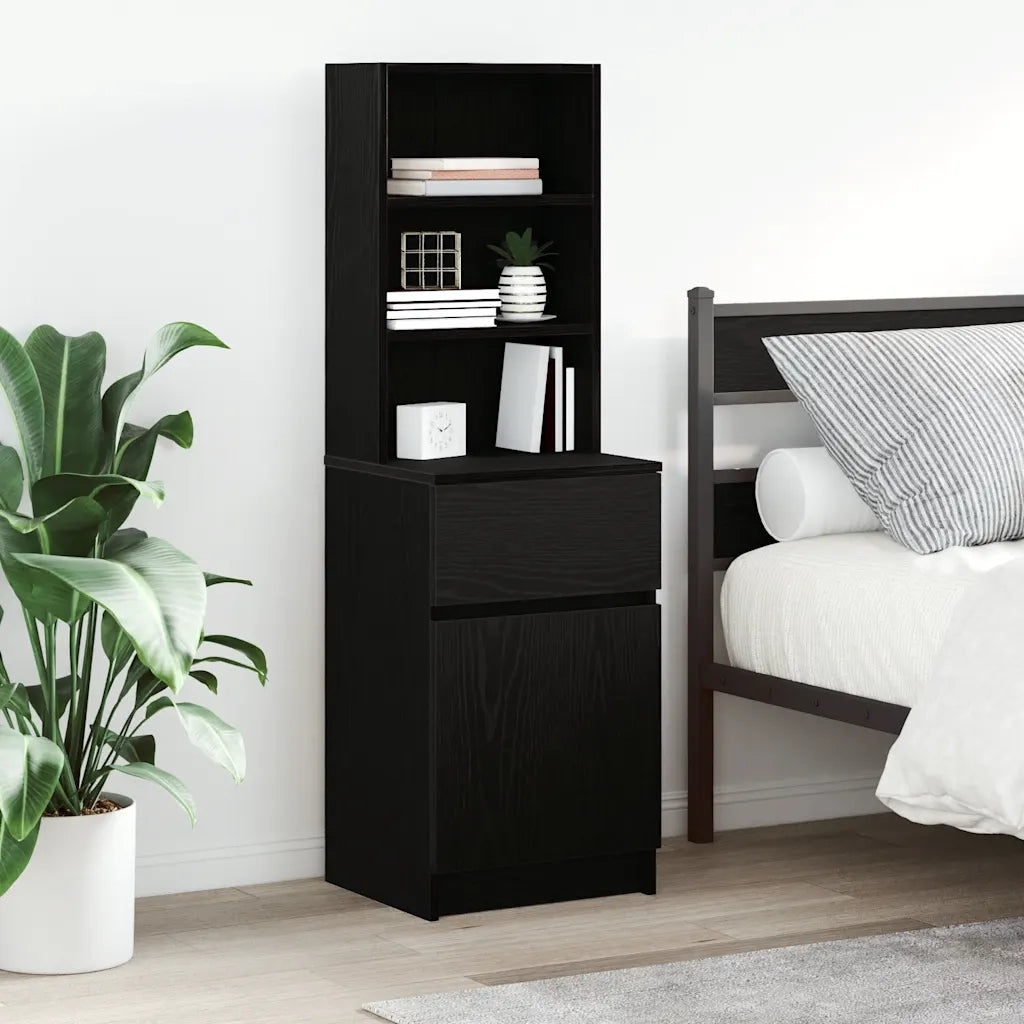 Comodino Nero 39x35x125 cm in Legno Multistrato 861311