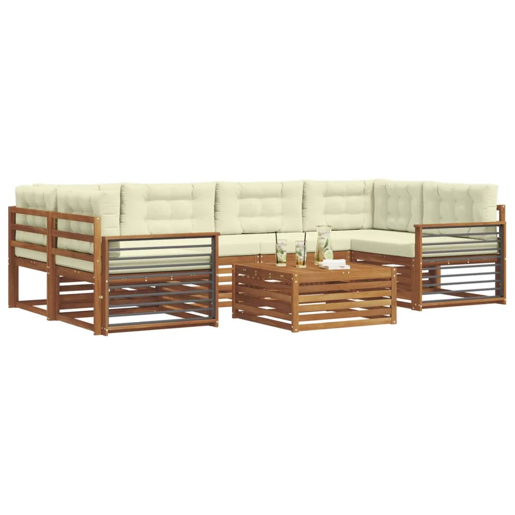 Set di divani da esterno con cuscino 7 pcs Naturale e Crema 3373110