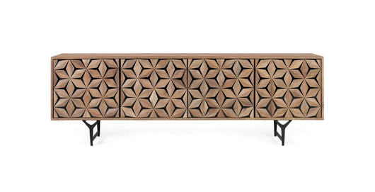 Mobile TV in legno di mango fatto a mano con 4 ante 177 cm