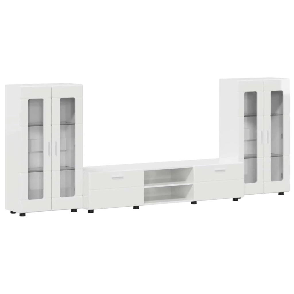 Set mobile TV FLORIN 3 pcs Bianco Lucido Legno multistrato