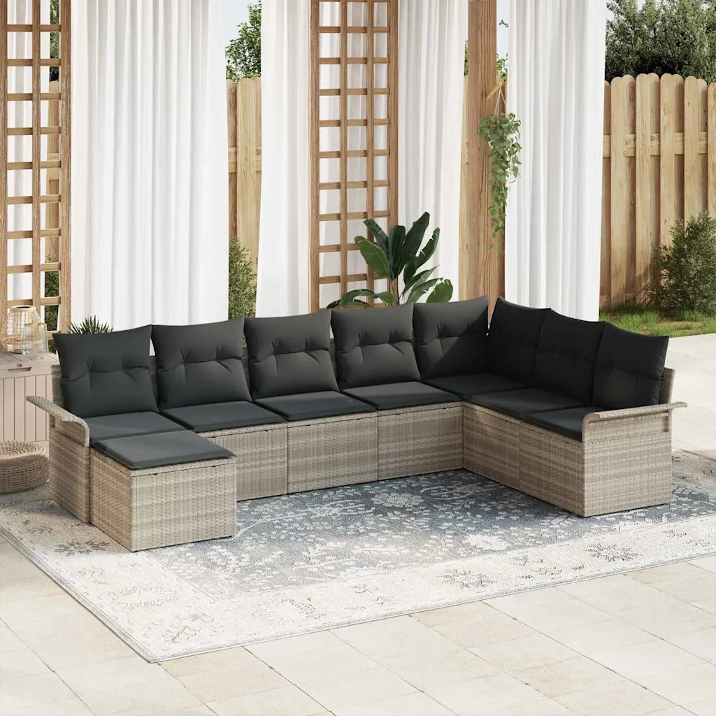 Set Divano da Giardino 8 pcs Grigio chiaro Poly Rattan 3354151