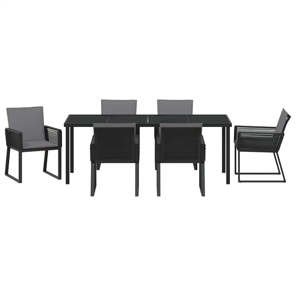 Set da Pranzo per Giardino 7 pcs Nero