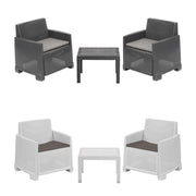 Trade Shop - Set Salotto Da Giardino Con 2 Poltrone Cuscini Tavolino In Polipropilene Effetto Rattan -