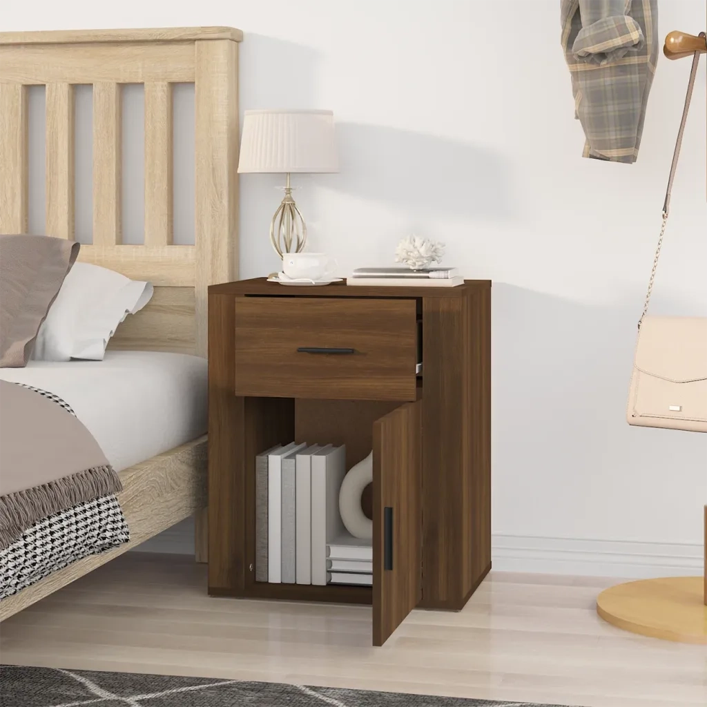 Comodino | Armadio da Notte | Mobiletto da notte Rovere Marrone 50x36x60 cm Legno Multistrato