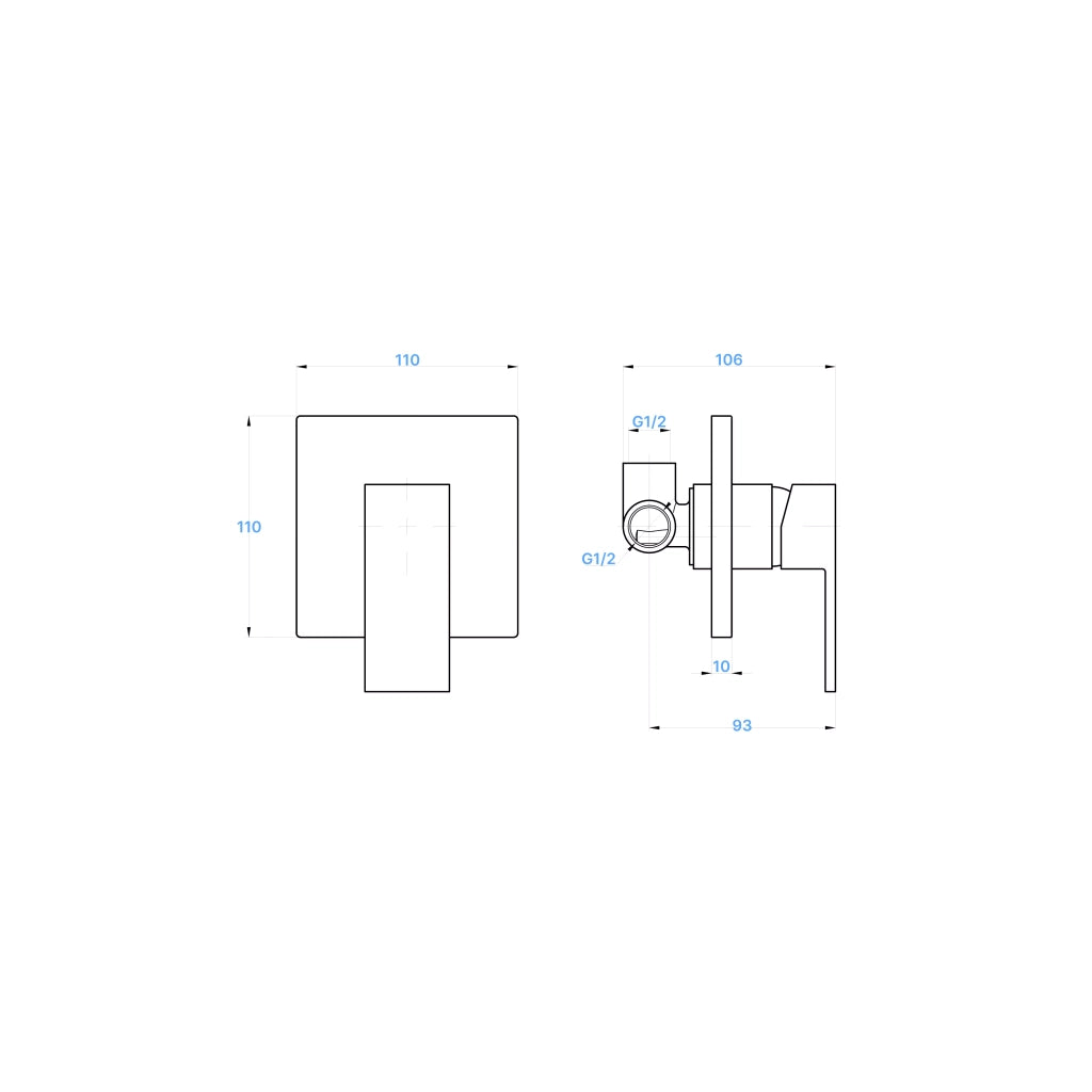 Set doccia squadrato cromato - Miscelatore incasso monocomando con braccio e soffione 20x20 cm