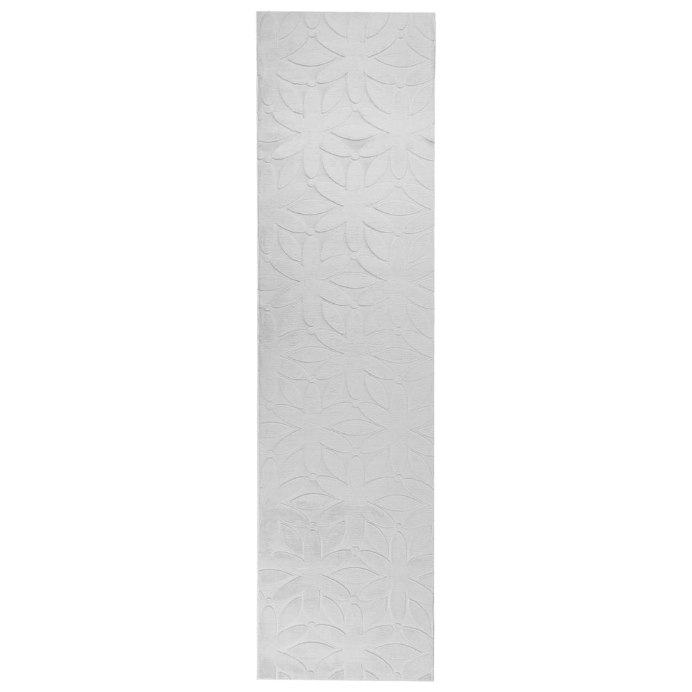 Tappeto Rettangolare Grigio chiaro in Tessuto Jacquard 80 x 300 cm