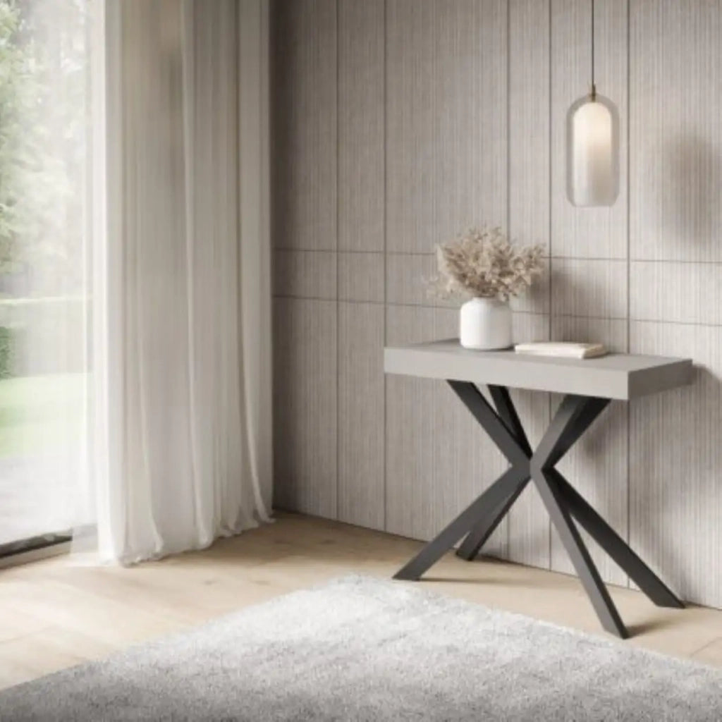 Consolle allungabile 90x40/300 cm Saki cashmere gambe antracite