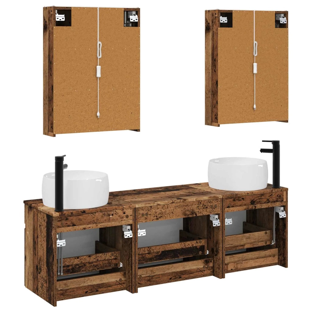 Set di Armadi da Bagno 5 pcs Legno antico 53 x 15,5 x 70 cm 3406653