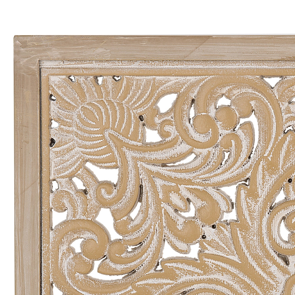 Decorazione da parete in legno chiaro 60 x 60 cm quadrato orientale