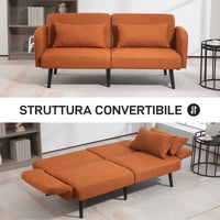 Divano Letto Singolo Clic Clac con Schienale Regolabile 170x83x80 cm in Tessuto effetto Lino Marrone